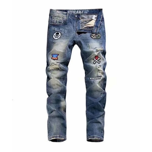 2021 new moda streetwear slim fit retro azul lavado destrudo rasgado calas de brim dos homens patches decorao cala jeans hip 33nh, Blue
2021 new moda streetwear slim fit retro azul lavado destrudo rasgado calas de brim dos homens patches decorao cala jeans hip 33nh, Blue