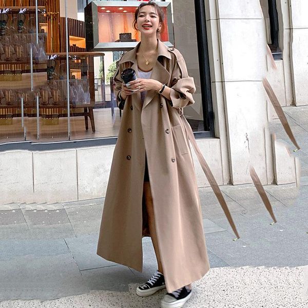 women's coffee color windbreaker spring autumn2021 new plus long korean loose double breasted fashion excellent lining jacket20z, Tan;black
women's coffee color windbreaker spring autumn2021 new plus long korean loose double breasted fashion excellent lining jacket20z, Tan;black