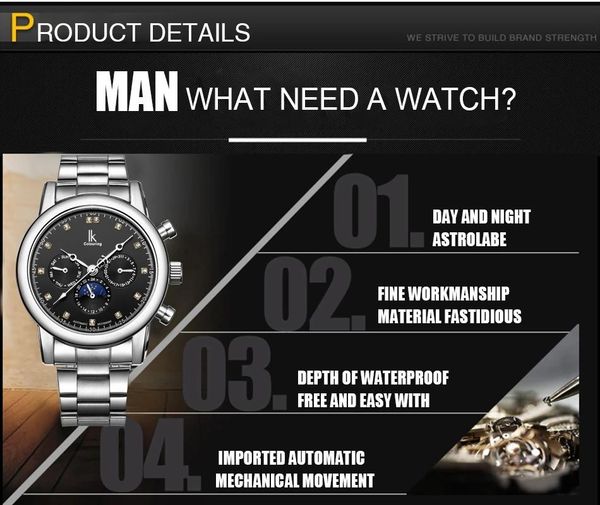 wristwatches 2021 ik diamond automatic mechanical clock casual genuine leather strap moon phase business mens's watch relojes, Slivery;brown
wristwatches 2021 ik diamond automatic mechanical clock casual genuine leather strap moon phase business mens's watch relojes, Slivery;brown