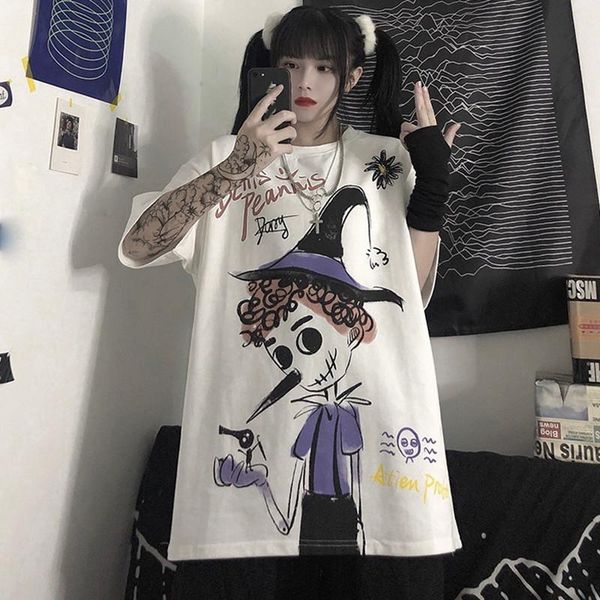 women's t-shirt cartoon graffiti casual short-sleeved women 2021 summer fashion oversized kawaii harajuku goth punk couple graphic tees, White
women's t-shirt cartoon graffiti casual short-sleeved women 2021 summer fashion oversized kawaii harajuku goth punk couple graphic tees, White