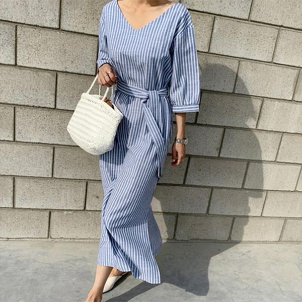 spring summer dress loose lace womens cami up v neck half sleeve striped split cotton and linen long dr1125, White
spring summer dress loose lace womens cami up v neck half sleeve striped split cotton and linen long dr1125, White