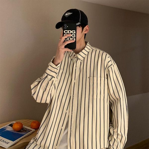men's casual shirts japanese striped shirt men korean fashion loose business harajuku streetwear social long-sleeved, White;black
men's casual shirts japanese striped shirt men korean fashion loose business harajuku streetwear social long-sleeved, White;black