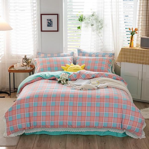 bedding sets bed sheet set king size geometric style bedclothes with lace two sides quilt cover plain dyed flat pillowcase
bedding sets bed sheet set king size geometric style bedclothes with lace two sides quilt cover plain dyed flat pillowcase
