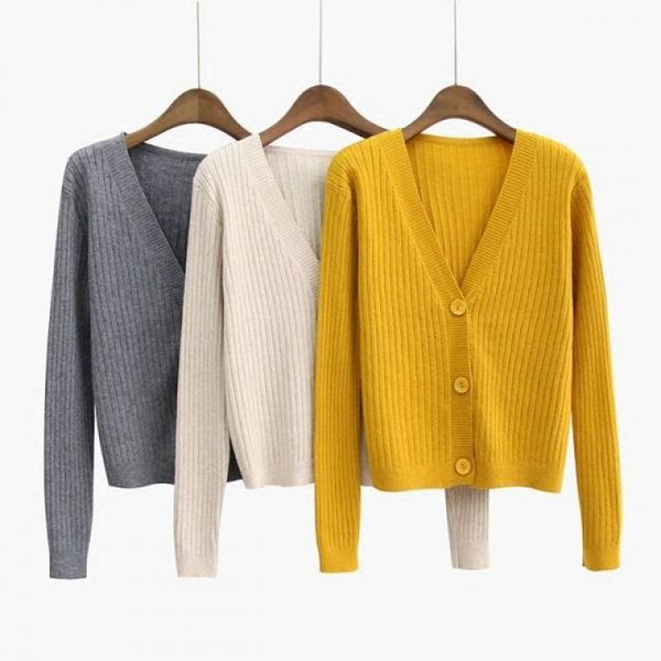 women's knits & tees cropped cardigan knitted v neck sweater long sleeve women korean loose autumn high waist short, White
women's knits & tees cropped cardigan knitted v neck sweater long sleeve women korean loose autumn high waist short, White