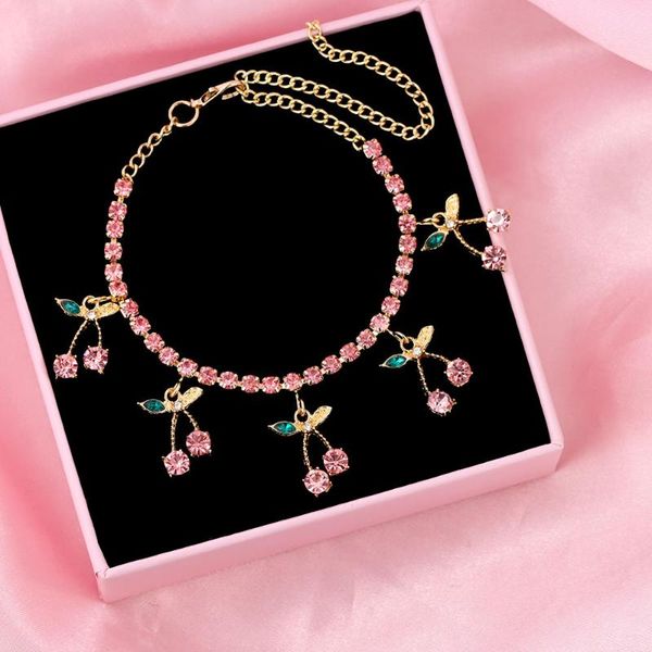 link, chain korean pink cherry crystal tennis bracelets bling rhinestone fruit charm bracelet for women fashion kpop jewelry gift, Black
link, chain korean pink cherry crystal tennis bracelets bling rhinestone fruit charm bracelet for women fashion kpop jewelry gift, Black