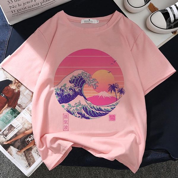 women's t-shirt mountain waves sunset graphic print women harajuku aesthetic japan style tshirt vintage fashion pink female t shirt, White
women's t-shirt mountain waves sunset graphic print women harajuku aesthetic japan style tshirt vintage fashion pink female t shirt, White