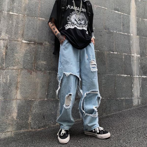 women's jeans harajpoo woman pants 2021 korean ins fashion high waist hole loose harajuku fake two-piece straight wide legs trousers ti, Blue
women's jeans harajpoo woman pants 2021 korean ins fashion high waist hole loose harajuku fake two-piece straight wide legs trousers ti, Blue