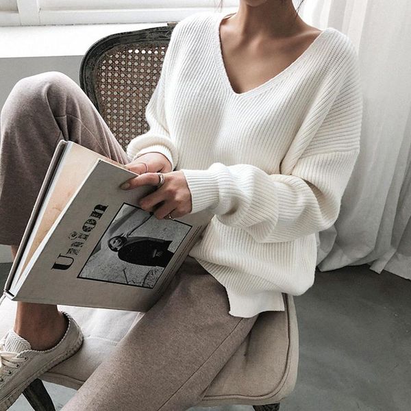 women's sweaters 2021 winter spring knitwear v-neck minimalist korean irregular hem knitted casual pullover vintage, White;black
women's sweaters 2021 winter spring knitwear v-neck minimalist korean irregular hem knitted casual pullover vintage, White;black