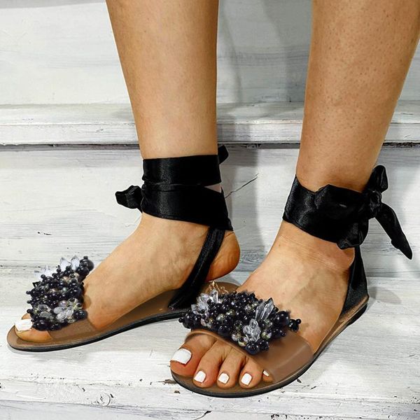 sandals 2021 women's summer fashion lace-up non-slip cute beaded flowers wild ladies flat beach shoes, Black
sandals 2021 women's summer fashion lace-up non-slip cute beaded flowers wild ladies flat beach shoes, Black