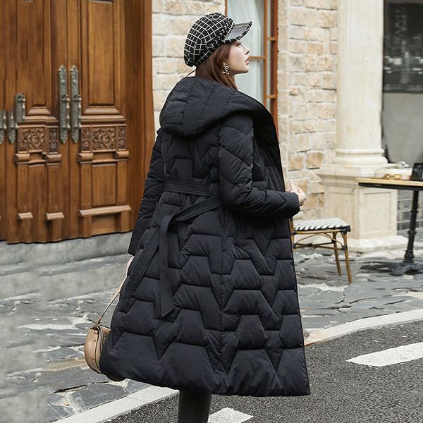 solid hooded x-long jacket women slim parkas female winter cotton padded with sashes thick casual women's coat outwear, Black
solid hooded x-long jacket women slim parkas female winter cotton padded with sashes thick casual women's coat outwear, Black