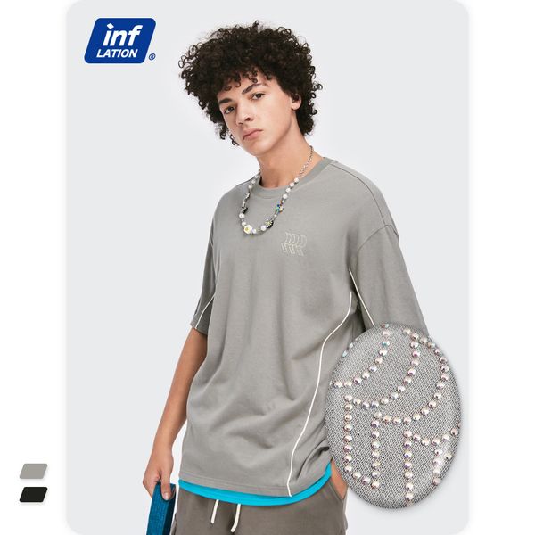 mens cotton t-shirt spring/summer new trend english rhinestone reflective stripe stitching loose short sleeve t-shirt for men, White;black
mens cotton t-shirt spring/summer new trend english rhinestone reflective stripe stitching loose short sleeve t-shirt for men, White;black