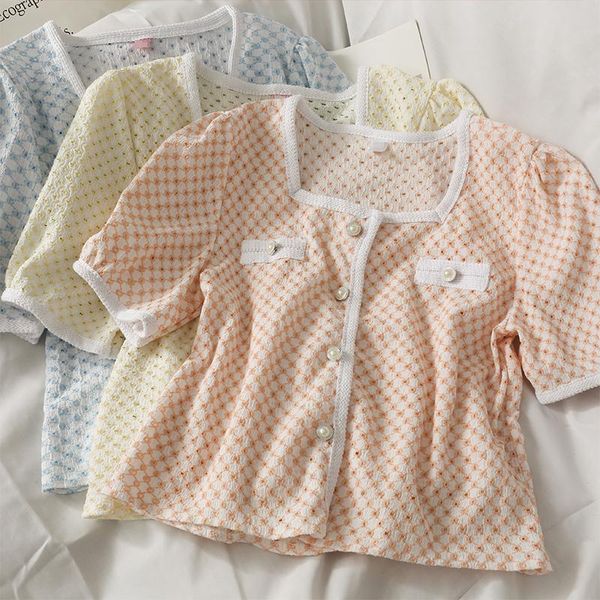 women's blouses & shirts women fashion outdoor casual plaid hollow perspective blouse ladies ol sweet girls student elegant daily basic, White
women's blouses & shirts women fashion outdoor casual plaid hollow perspective blouse ladies ol sweet girls student elegant daily basic, White