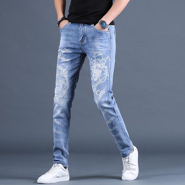 new 2021 fashion denim embroidery men's business casual straight-leg jeans trend embroidered slim-fit men's jeans for men, Blue
new 2021 fashion denim embroidery men's business casual straight-leg jeans trend embroidered slim-fit men's jeans for men, Blue