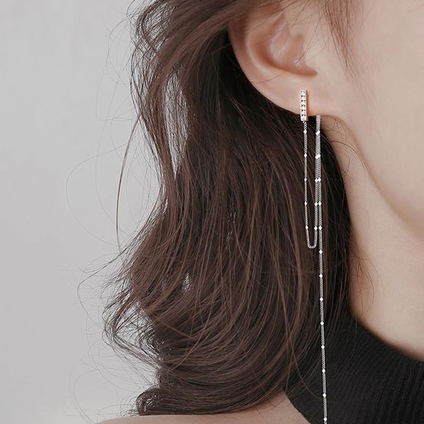fashion long tassel zircon stud dangle earrings female temperament french jewelry, Silver
fashion long tassel zircon stud dangle earrings female temperament french jewelry, Silver