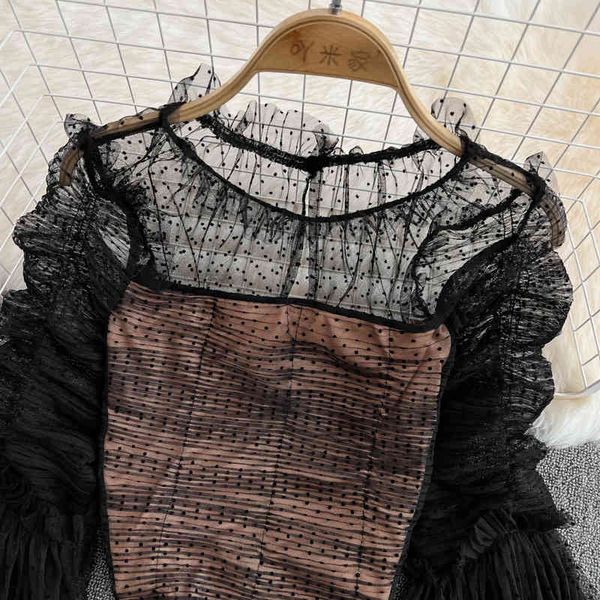 Chic Shirt Woman Ins Fashion Spring Elegant O-neck Folds Flared Sleeve Polka Dot Mesh Stitching Chiffon Short Top, White
Chic Shirt Woman Ins Fashion Spring Elegant O-neck Folds Flared Sleeve Polka Dot Mesh Stitching Chiffon Short Top, White
