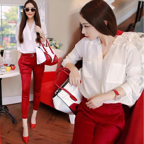 women's tracksuits red women summer suits blouse shirt two-piece suit brands loose v-neck chiffon tight ankle pants sets belt office, Gray
women's tracksuits red women summer suits blouse shirt two-piece suit brands loose v-neck chiffon tight ankle pants sets belt office, Gray