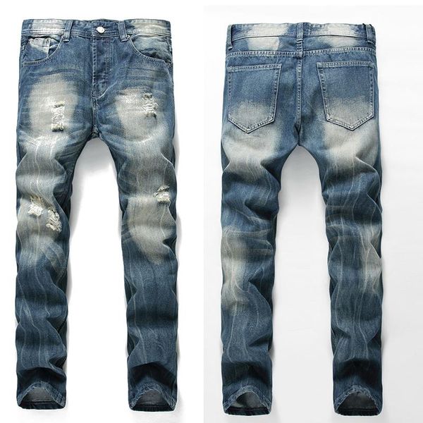 men's jeans casual fashion patchwork hollow beggar nine-point ripped pants denim trousers hip-hop, Blue
men's jeans casual fashion patchwork hollow beggar nine-point ripped pants denim trousers hip-hop, Blue