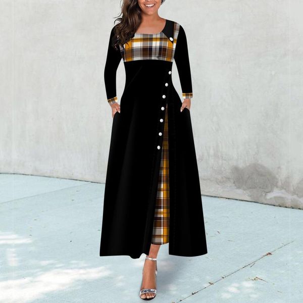 casual dresses women vintage dress plaid printed princess plus size o-neck 3/4 sleeved button party aline swing maxi with pocket elegant, Black;gray
casual dresses women vintage dress plaid printed princess plus size o-neck 3/4 sleeved button party aline swing maxi with pocket elegant, Black;gray