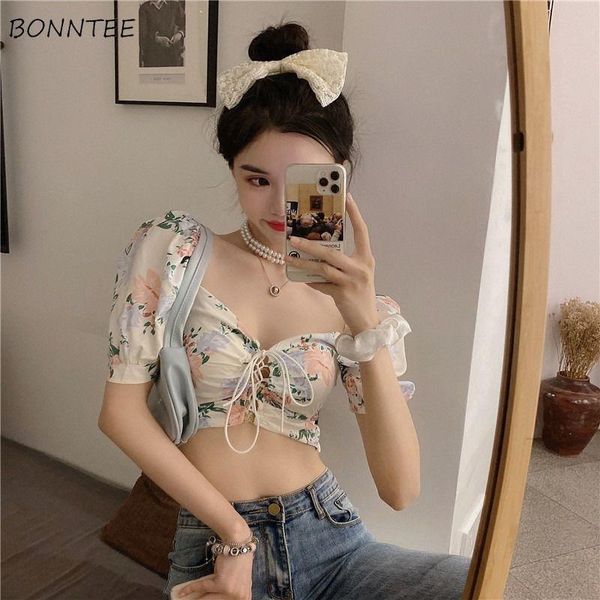 women's blouses & shirts women floral bandage basic super-short summer design ins slim all-match soft daily leisure puff sleeve, White
women's blouses & shirts women floral bandage basic super-short summer design ins slim all-match soft daily leisure puff sleeve, White