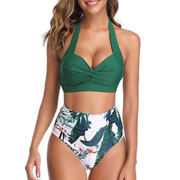women's swimwear women backless swimsuit push-up print bikini set halter swimsuits high waist bathing suits summer beachwear 2021, White;black
women's swimwear women backless swimsuit push-up print bikini set halter swimsuits high waist bathing suits summer beachwear 2021, White;black