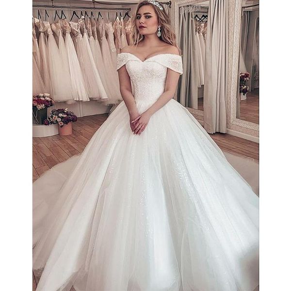 other wedding dresses sparkle tulle ball gown dress elegant off shoulder v neck glitter bridal gowns back lace-up corset, White
other wedding dresses sparkle tulle ball gown dress elegant off shoulder v neck glitter bridal gowns back lace-up corset, White