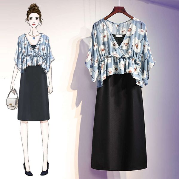 large size women's dress 2020 summer new fat sister show thin cover belly foreign style age reducing suspender dress two piece suit, Black;gray
large size women's dress 2020 summer new fat sister show thin cover belly foreign style age reducing suspender dress two piece suit, Black;gray