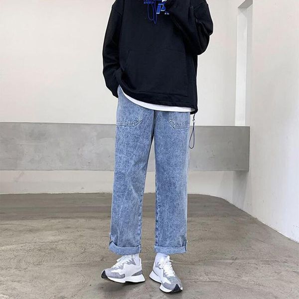 2021 new jeans men's straight tube loose spring autumn wide leg daddy pants trendy hong kong style jeans, Blue
2021 new jeans men's straight tube loose spring autumn wide leg daddy pants trendy hong kong style jeans, Blue