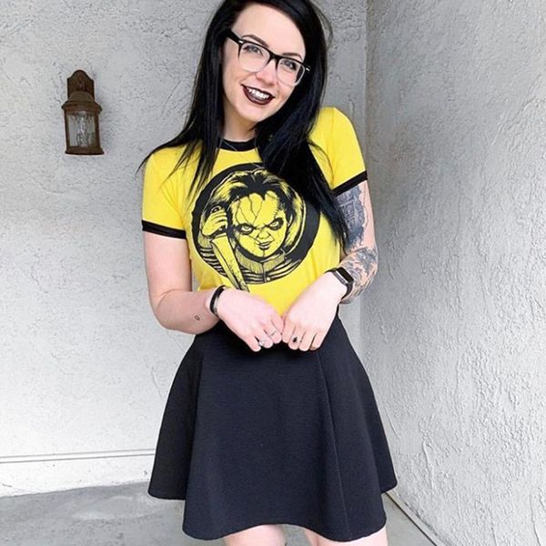 women crop t-shirts gothic punk streetwear demon death scary printed female short t-shirts halloween tee t-shirt, White
women crop t-shirts gothic punk streetwear demon death scary printed female short t-shirts halloween tee t-shirt, White