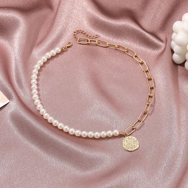 chokers vintage wedding pearl choker necklace for women coin lock pendant asymmetric thick chain jewelry collier de perles, Golden;silver
chokers vintage wedding pearl choker necklace for women coin lock pendant asymmetric thick chain jewelry collier de perles, Golden;silver