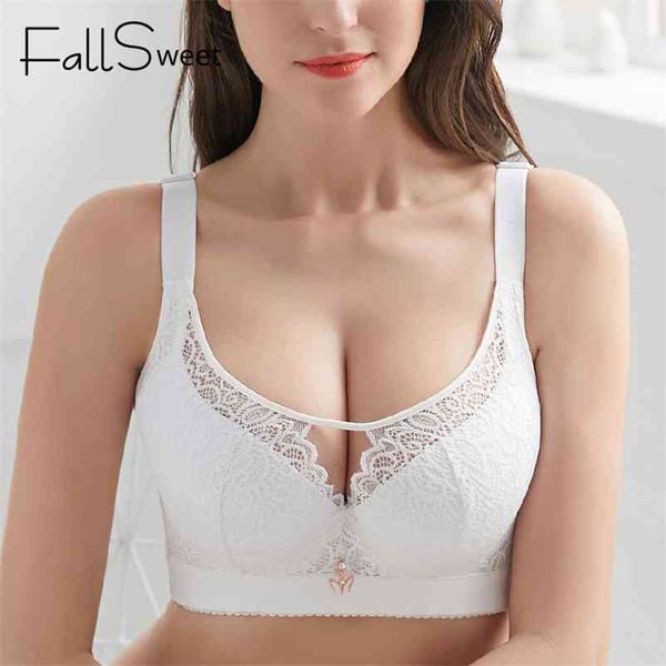 fallsweet plus size bras for women full coverage push up bra lace bralette c d e cup ladies brassiere femme 210728, Red;black