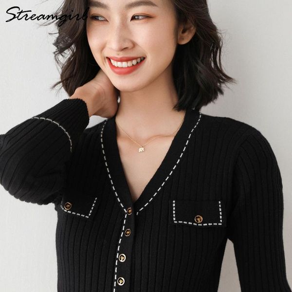 women's sweaters sweater knitted long sleeve autumn pullover woman office elegant black v neck for women 2021, White;black
women's sweaters sweater knitted long sleeve autumn pullover woman office elegant black v neck for women 2021, White;black