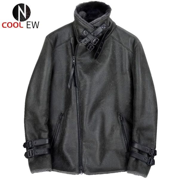 men's leather & faux business real fur 100% sheepskin jacket men winter warm slim vintage outerwear wool biker coat plus size 4, Black
men's leather & faux business real fur 100% sheepskin jacket men winter warm slim vintage outerwear wool biker coat plus size 4, Black