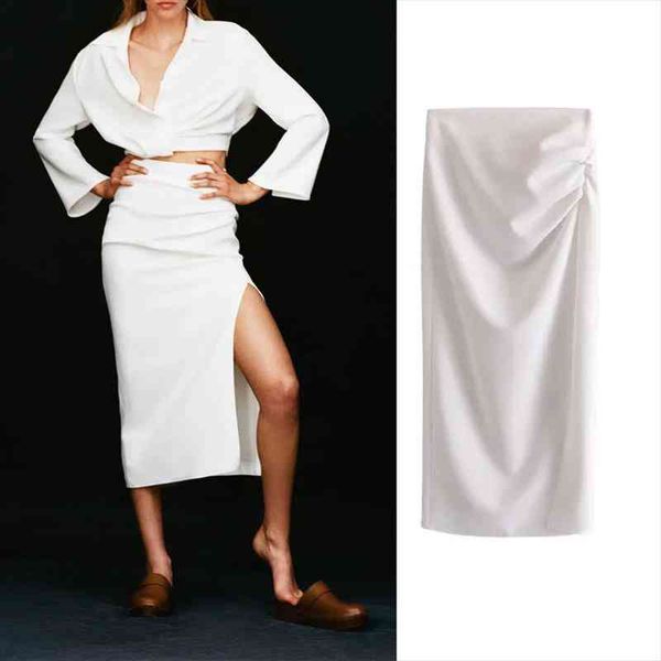 za summer fashion draped women skirts white straight retro elegant chic hem slit work, Black
za summer fashion draped women skirts white straight retro elegant chic hem slit work, Black