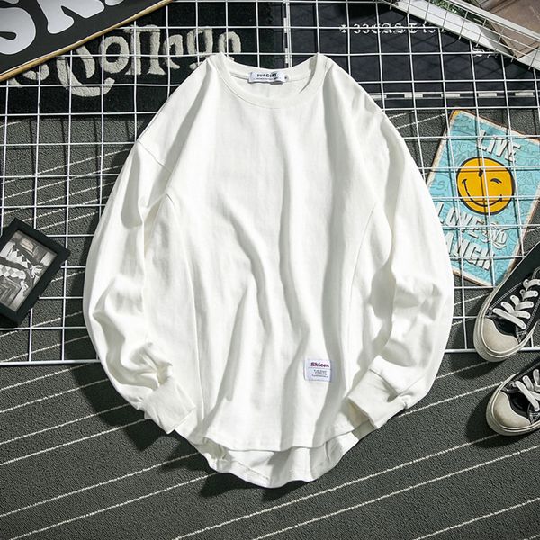 cotton long sve t-shirt autumn style loose solid color men's pullover round neck large base shirt, White;black
cotton long sve t-shirt autumn style loose solid color men's pullover round neck large base shirt, White;black