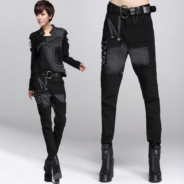 women's pants & capris lguc.h 2021 fashion harem casual black trousers women spliced distressed pencil for streetwear, Black;white
women's pants & capris lguc.h 2021 fashion harem casual black trousers women spliced distressed pencil for streetwear, Black;white