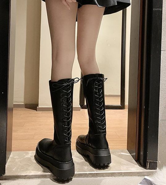 boots british style knights' women's fall winter 2021 high versatile flat bottomed with back lace1, Black
boots british style knights' women's fall winter 2021 high versatile flat bottomed with back lace1, Black