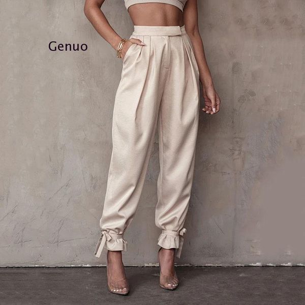 women pant celmia fashion high waist harem pant lady office solid color satin silk trousers casual pleated long pantalon bandage, Black;white
women pant celmia fashion high waist harem pant lady office solid color satin silk trousers casual pleated long pantalon bandage, Black;white