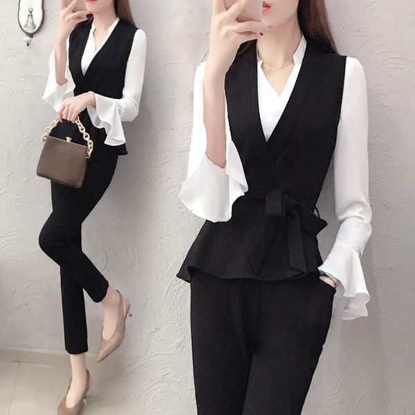 spring 2 piece set women office lady pants set flare sleeve trousers suit woman suit year-old female costume tracksuit, Gray
spring 2 piece set women office lady pants set flare sleeve trousers suit woman suit year-old female costume tracksuit, Gray