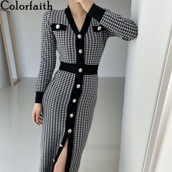 casual dresses colorfaith 2021 women spring autumn elegant lady vintage knitting fashionable buttons checkered long dr3366, Black;gray
casual dresses colorfaith 2021 women spring autumn elegant lady vintage knitting fashionable buttons checkered long dr3366, Black;gray