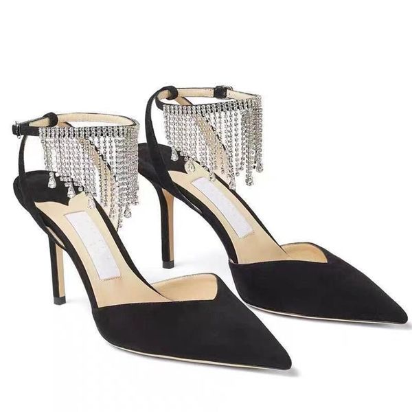 dress shoes crystal tassel high heels for women suede sandals pointed toe dancing ladies party woman, Black
dress shoes crystal tassel high heels for women suede sandals pointed toe dancing ladies party woman, Black