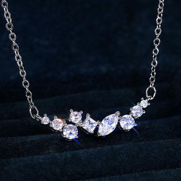 pendant necklaces 2021 women's pavé 3a zircon necklace copper alloy fashion simple high-end, Silver
pendant necklaces 2021 women's pavé 3a zircon necklace copper alloy fashion simple high-end, Silver