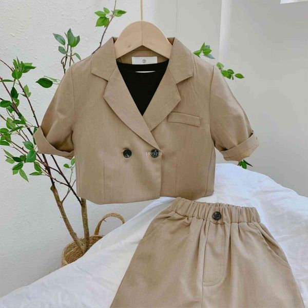 children short sleeve suit set summer boys girls double breasted blazer shorts 2pcs outfits kids casual party costume, Black
children short sleeve suit set summer boys girls double breasted blazer shorts 2pcs outfits kids casual party costume, Black
