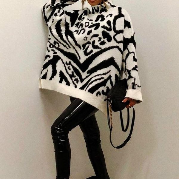 women's sweaters women winter turtleneck loose sweater long sleeve zebra knitted female fashion autumn warm jumper casual pullover one, White;black
women's sweaters women winter turtleneck loose sweater long sleeve zebra knitted female fashion autumn warm jumper casual pullover one, White;black