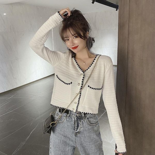 women's knits & tees harteen spring autumn office lady loose fashionable long sleeve womens femme thin sweater cardigan blusa de frio f, White 
women's knits & tees harteen spring autumn office lady loose fashionable long sleeve womens femme thin sweater cardigan blusa de frio f, White