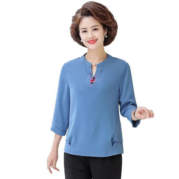 women's t-shirt 3/4 sleeve chiffon shirt summer clothing middle age mother pullover t-shirts women v-neck embroidery 2021 tee 5xl, White
women's t-shirt 3/4 sleeve chiffon shirt summer clothing middle age mother pullover t-shirts women v-neck embroidery 2021 tee 5xl, White