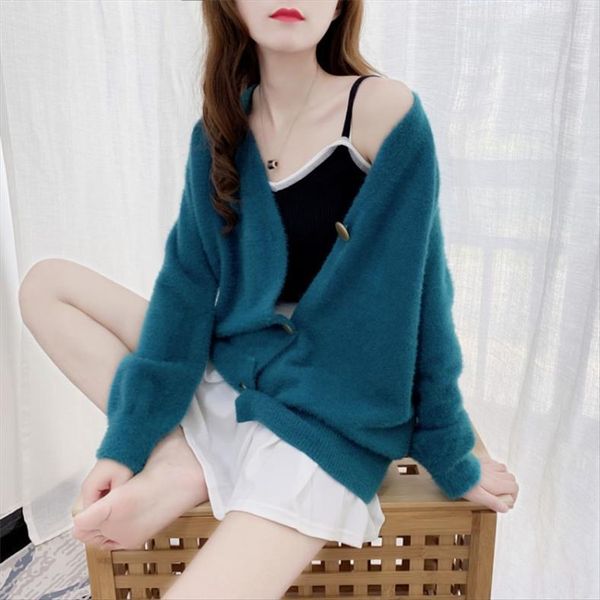 autumn coat female womens sweater loose wild cardigan was thin short thick, White;black
autumn coat female womens sweater loose wild cardigan was thin short thick, White;black