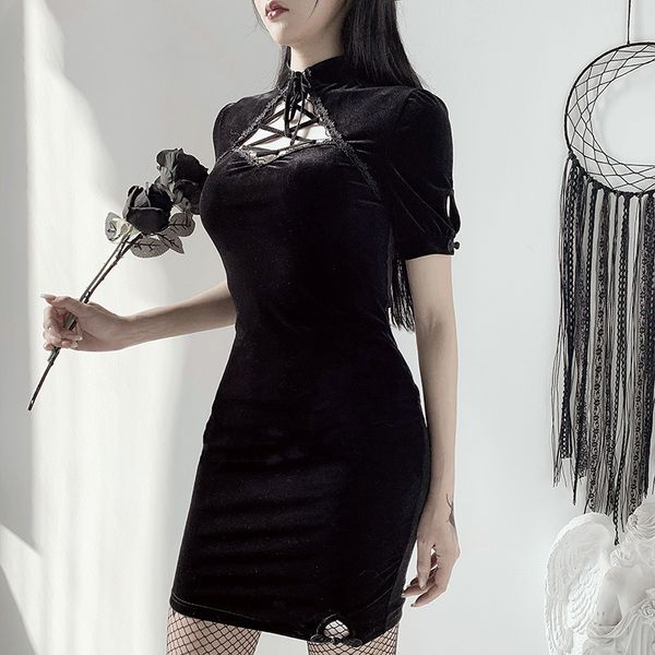vintage gothic grunge black dresses women harajuku cheongsam spring 2020 summer strap hollow out dress aesthetic emo c0304, Black;gray
vintage gothic grunge black dresses women harajuku cheongsam spring 2020 summer strap hollow out dress aesthetic emo c0304, Black;gray