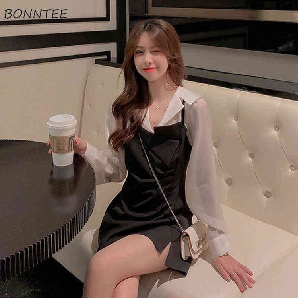 dress women long sleeve fake two piece elegant sailor collar female office sweet mini korean girls sundress patchwork chic g1223, Black;gray
dress women long sleeve fake two piece elegant sailor collar female office sweet mini korean girls sundress patchwork chic g1223, Black;gray
