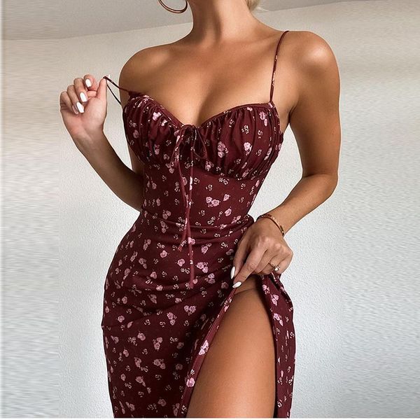 est flowers printed spahetii straps high split backless women causal midi dress for summer, Black;gray
est flowers printed spahetii straps high split backless women causal midi dress for summer, Black;gray