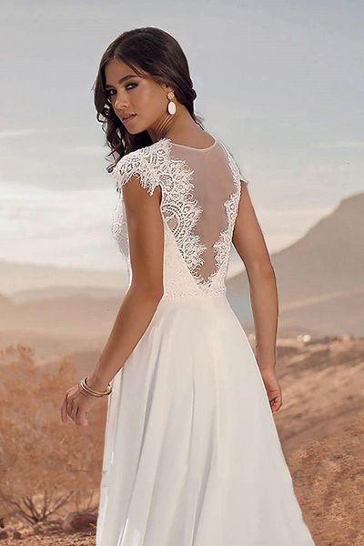summer 2021 new boho chiffon long v neck appliques lace vintage illusion back wedding gowns bride 560s, White
summer 2021 new boho chiffon long v neck appliques lace vintage illusion back wedding gowns bride 560s, White